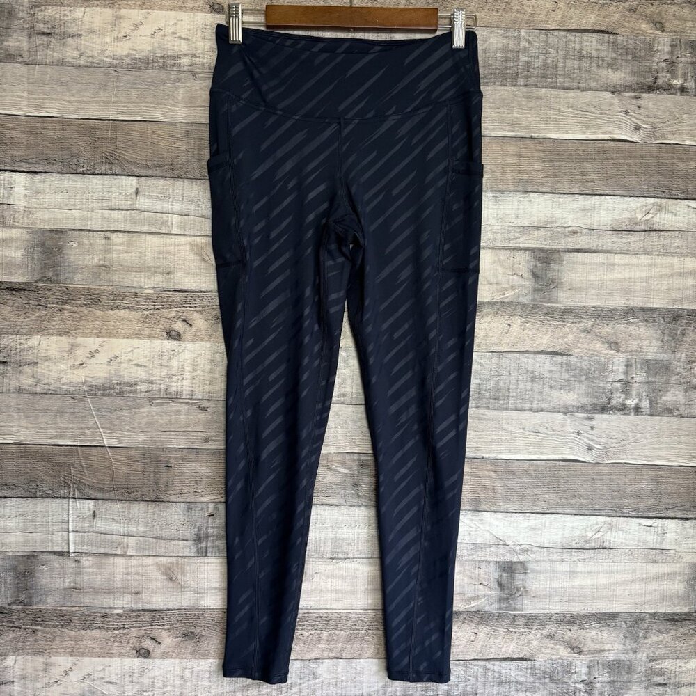 FootJoy Ankle Length Leggings Size S Navy Blue Stripe Womens Golf